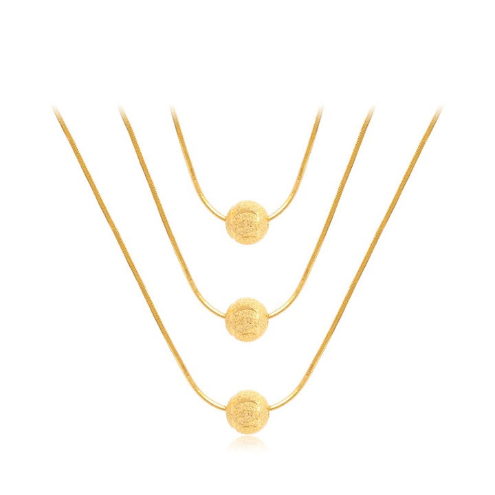 Set 3 coliere dama, Laatikui, Cupru/Zirconiu, 40 cm, Auriu