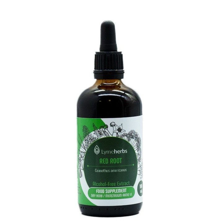 Extract fara alcool de radacina rosie (ceai New Jersey) 1:1, Lymeherbs, 100 ml