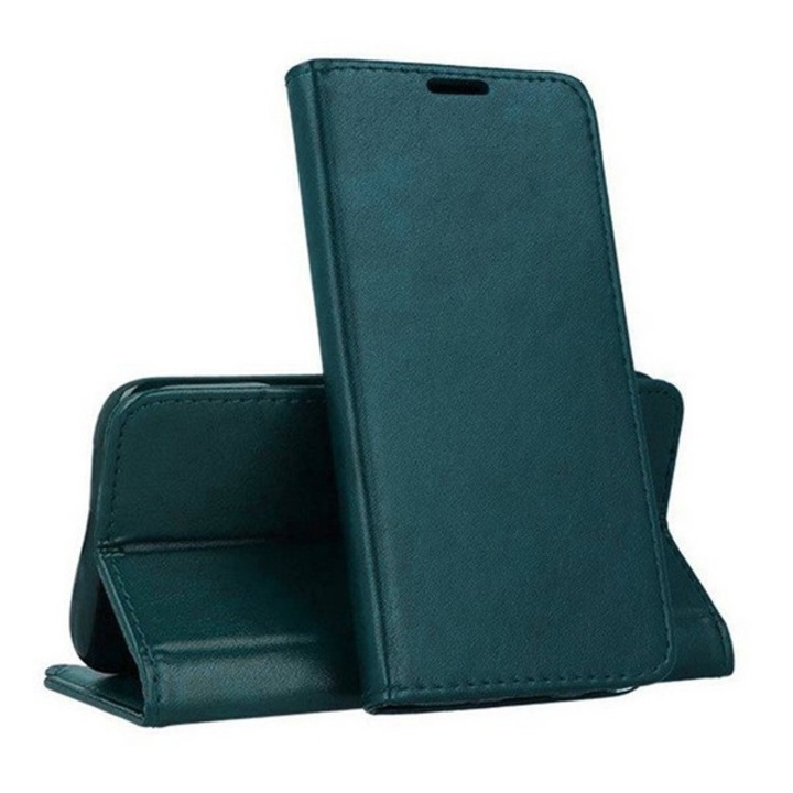 Samsung Galaxy A12 (Sm-A125F / Sm-A127F) Tok Álló, Bőr Hatású (Flip, Oldalra Nyíló, Asztali Tartó Funkció) Sötétzöld