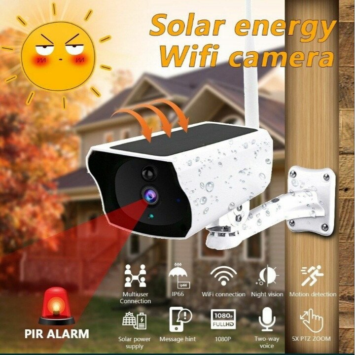 Камера за наблюдение, Вoдоустойчива, Wi-fi, Соларна, Безкабелна ...