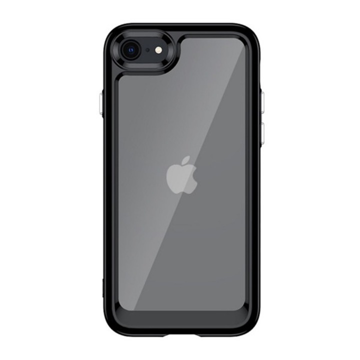 Apple iPhone 7 / 8 / Se (2020) / Se (2022) Műanyag Telefonvédő (Szilikon Keret, Közepesen Ütésálló, Átlátszó Hátlap) Fekete