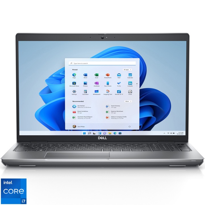 Laptop Dell Precision 3571 cu procesor Intel Core i7- 12700H pana la 4.7GHz, 15.6", Full HD, 16GB DDR5, 512GB SSD, NVIDIA T600, 4 GB, Windows 11 Pro, Grey 3y Basic Onsite Service warranty