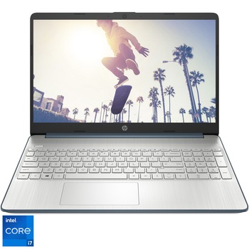 Laptop HP 15s-fq5008nq cu procesor Intel Core i7-1255U pana la 4.7GHz, 15.6", Full HD, 16GB DDR4 RAM, 512GB SSD, Intel Intel Iris Xe Graphics, Free DOS, Blue