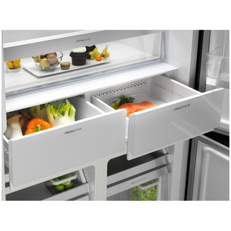 Side by side Electrolux ELT9VE52U0, 522 l, No frost, Clasa E, Afisaj LCD, Touch control, Iluminare LED, H 190 cm, Inox