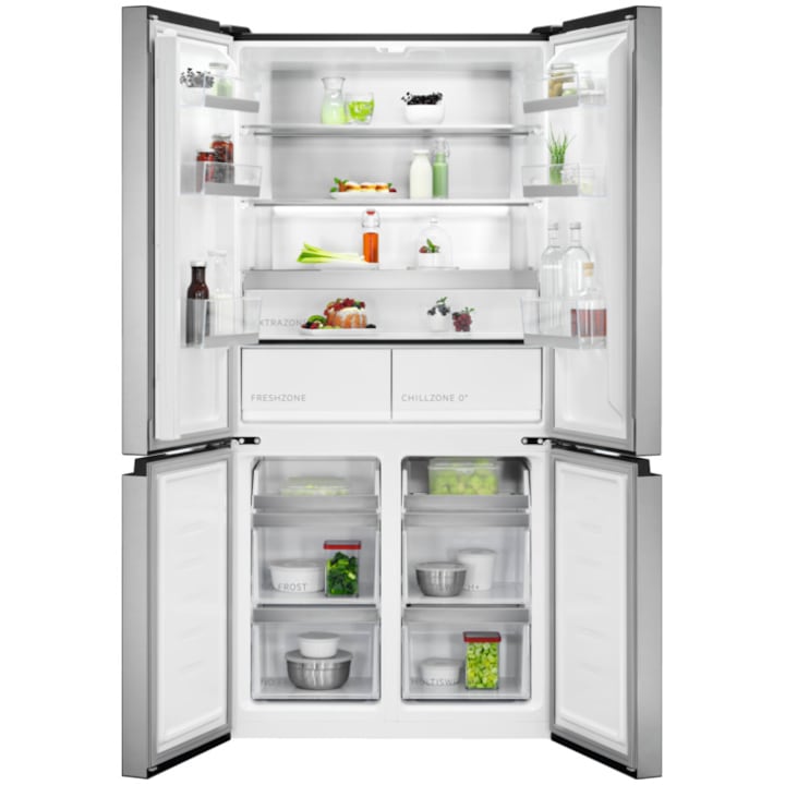 Двукрилен хладилник Side by side AEG RMB952E6VU, 522 л, No frost, House E, LCD дисплей, Сензорно управление, LED осветление, H 190 см, Неръждаема стомана