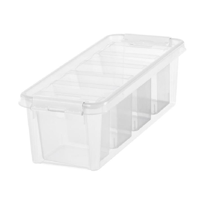 Cutie depozitare, cu capac, 4 compartimente detasabile, SmartStore Classic4w, 3.5L, 38x14x11 cm