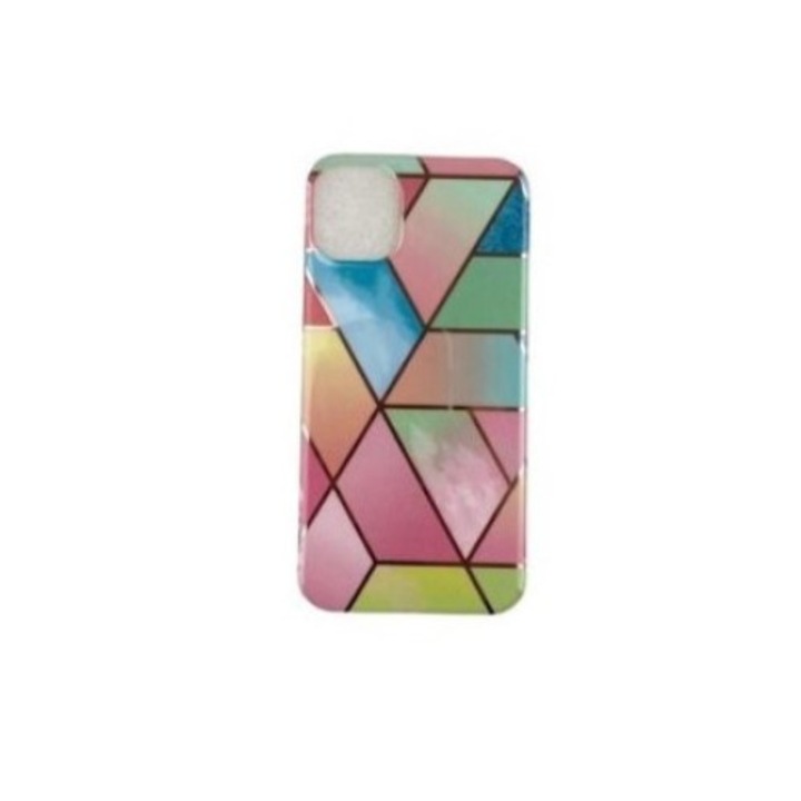 Flippy защитно покритие, съвместимо с Apple iPhone 12 Pro Soft IMD TPU Marble Geometric Pink