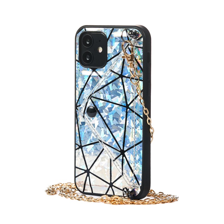 Védőtok CASEY STUDIOS™ Holo Pouch kompatibilis iPhone 12/12 Pro - ezüstös