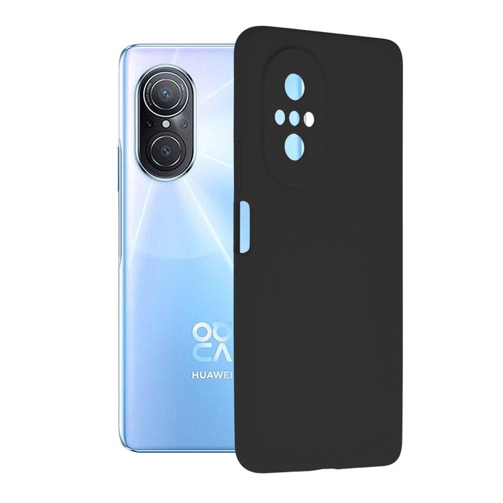 Калъф, За Huawei Nova 9 SE, Вътрешност от силикон TPU и микрофибър, Защита на камерата, Черен