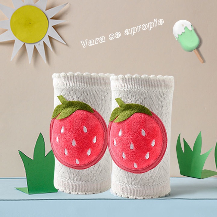 Set de genunchiere pentru copii, Bumbac, 1-5 ani, model de capsuni