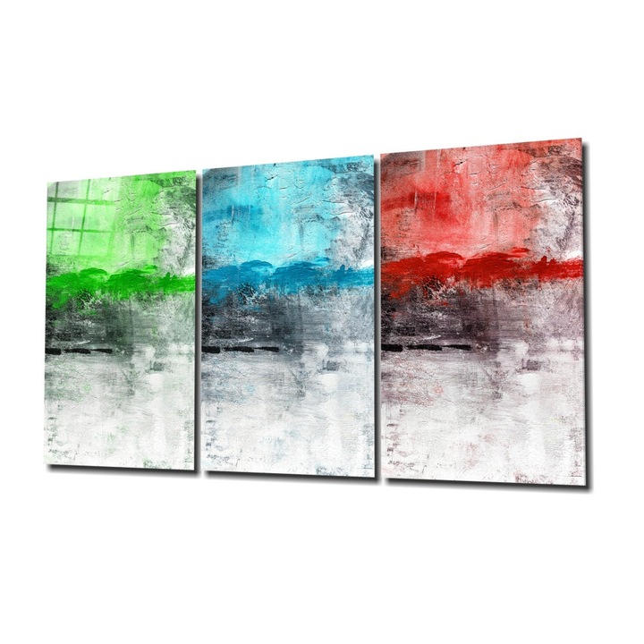 Set 3 tablouri din sticla securizata, 1150, Colors, 110x70x2 cm, Multicolor