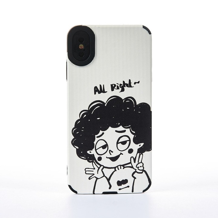 Husa de Protectie CASEY STUDIOS™ Family Feud Man Edition compatibila cu iPhone XS Max - Alb/Negru