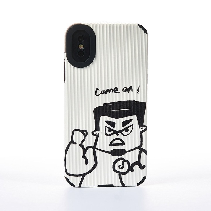 Husa de Protectie CASEY STUDIOS™ Family Feud Man Edition compatibila cu iPhone X/XS - Alb/Negru