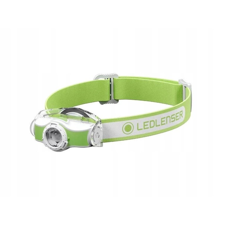 Lanterna pentru cap Ledlenser MH3, frontala multifunctionala cu sistem de montare inovator, 200 lumeni, Advanced Focus System, usoara 93g, Alb/Verde pentru activitati in aer liber, drumetii si camping
