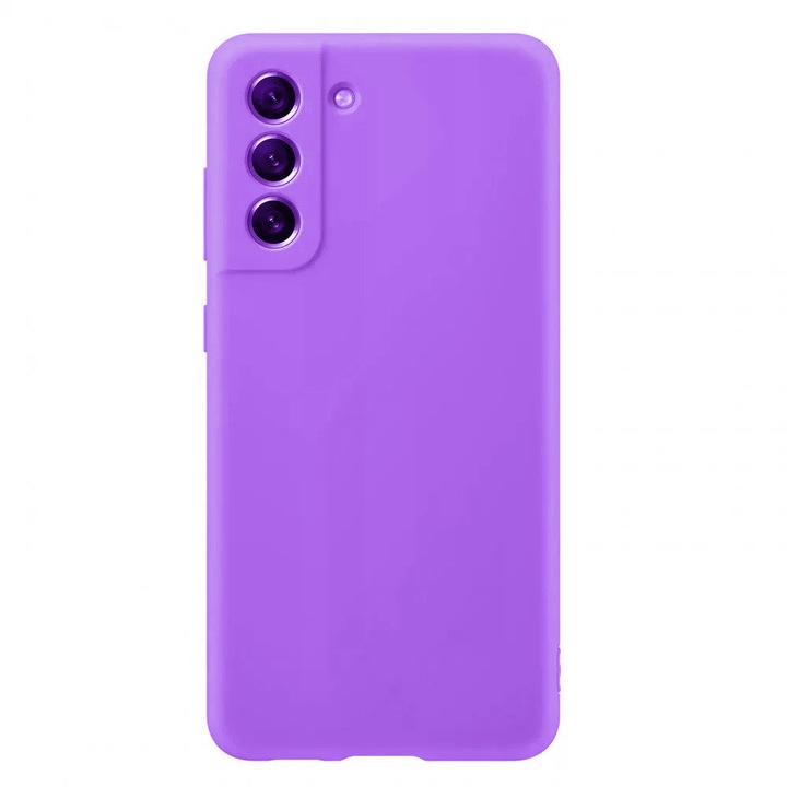 Husa Silicon Jelly G-Tech Liquid, Compatibil cu Samsung Galaxy S21 FE, Protectie la Camera, din silicon, Microfibra in Interior, Mov