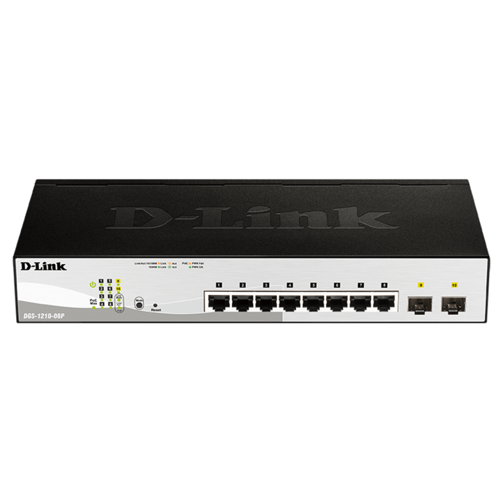D-Link DGS-1210-08P Switch, 8 x 10/100/1000, 2 Combo