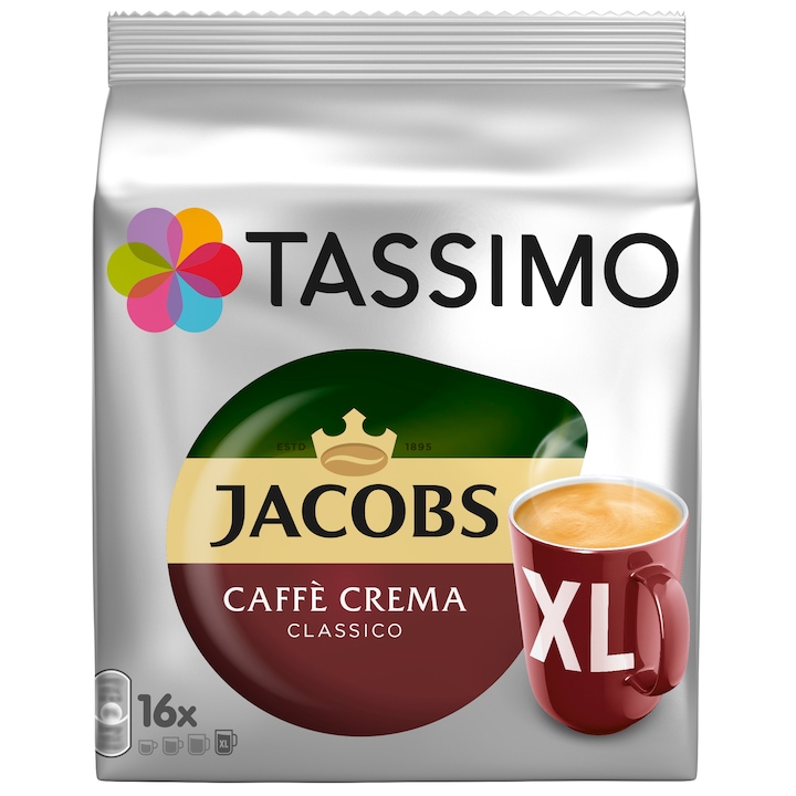 Capsule cafea, Jacobs Tassimo Café Crema XL, 16 bauturi x 215 ml, 16 capsule