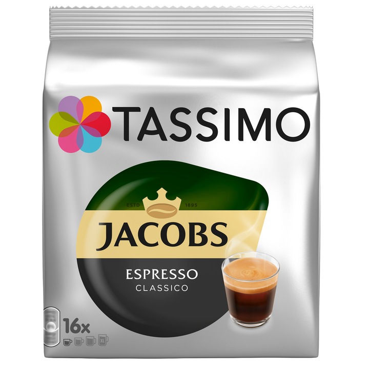 Capsule cafea, Jacobs Tassimo Espresso, 16 bauturi x 60 ml, 16 capsule