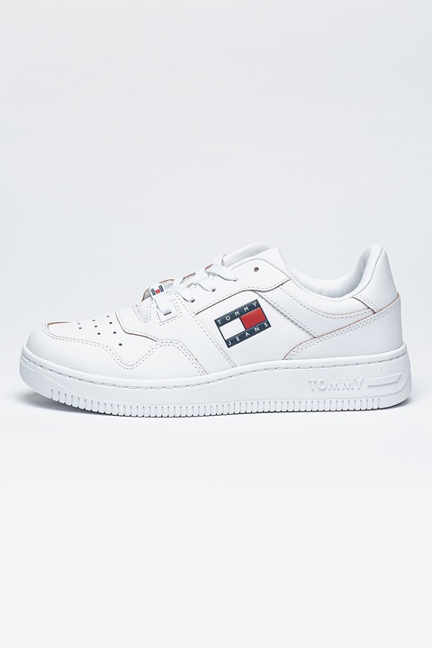 Tommy Jeans, Спортни обувки от кожа и еко кожа, Бял