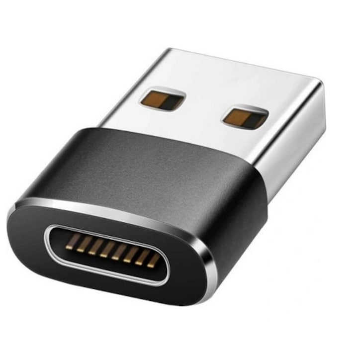 Zola USB-A/USB-C adapter, 2,2x1,5x1,5 cm, fekete