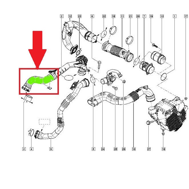 Furtun aer intercooler, Turborury, Renault Clio Dacia Lodgy Duster