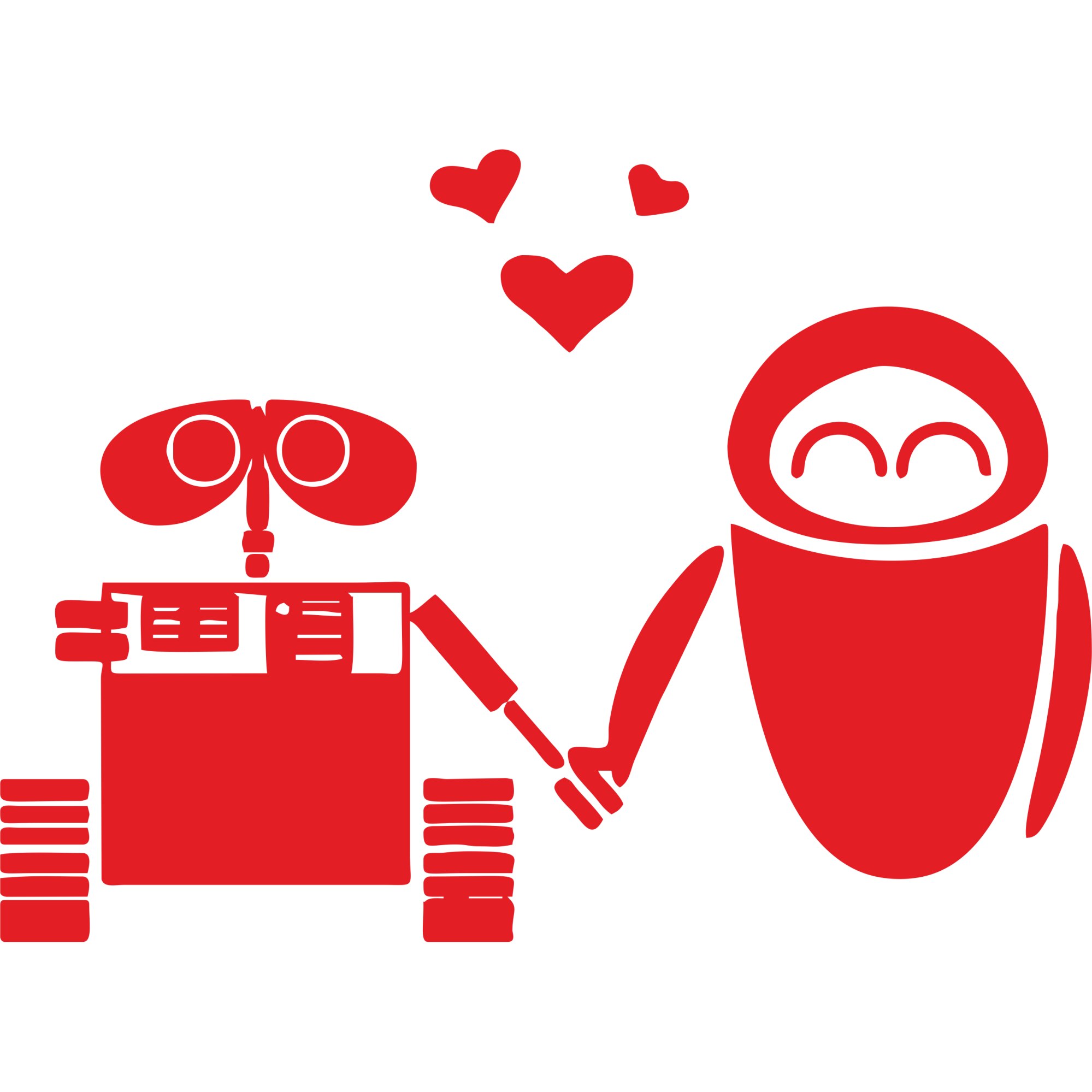 Sticker auto Eve and WallE, Rosu, 30 cm eMAG.ro