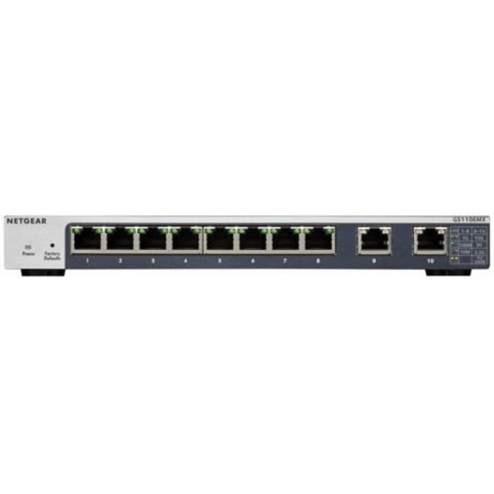 Switch Ethernet gestionabil Netgear GS110EMX cu 8 porturi