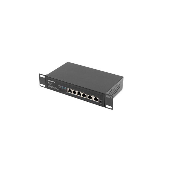 Комутатор, Lanberg switch 4x 100mb poe /2x 100mb unmanaged rack 10"/19" fast ethernet 60w