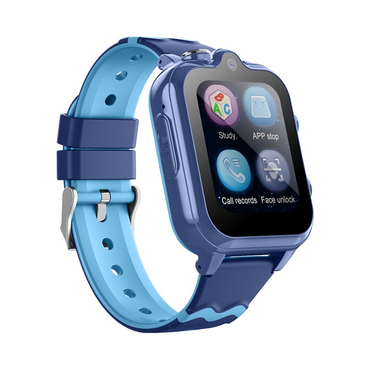 Детски Смарт часовник NUBI D35, Android 4.4 OS, 4G, Две камери, GPS+LBS+Wi-Fi Tracking, HD Retina Display, Видео разговор, Крачкомер, Син силикон