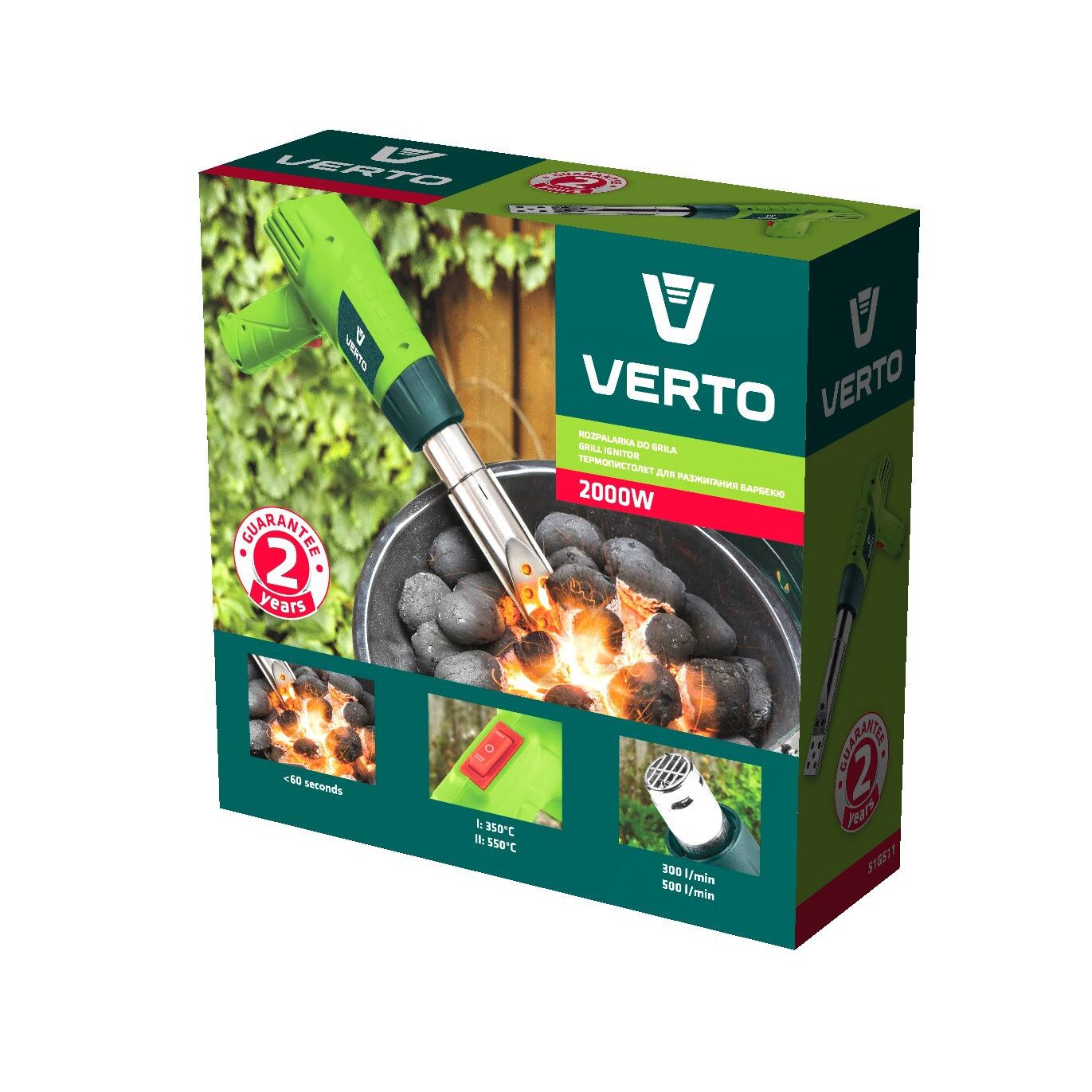 Aprinzator electric de gratar, 2000W, 550°C, 500l/min, Verto