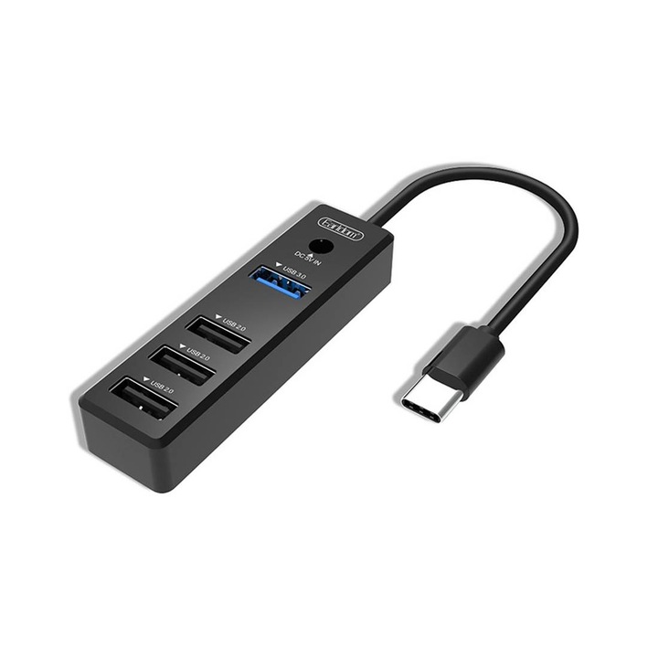 Elosztó ET-HUB08, Type-C hub, 4xUSB, 0,3m