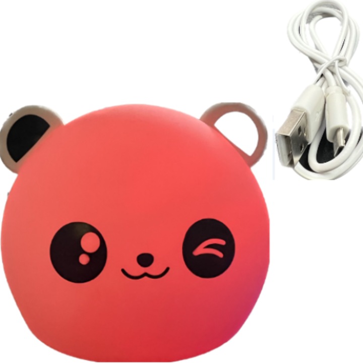 Lampa de Veghe cu Ursulet Panda, Led, pentru Copii, Waterproof, 7 Culori