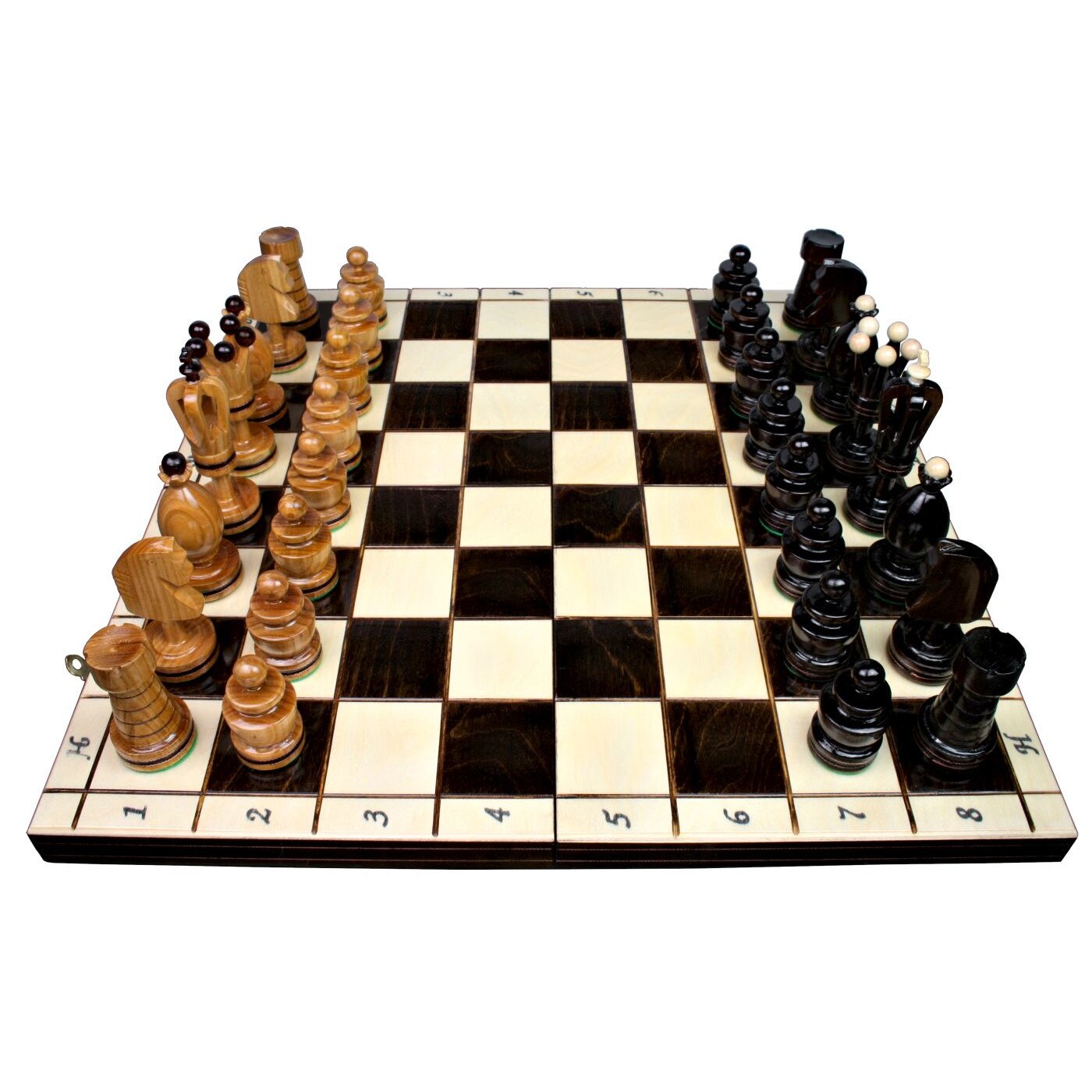 Sah Rolat Set sah regal, Realizat manual, Lemn, Incrustat, 50 cm - eMAG.ro
