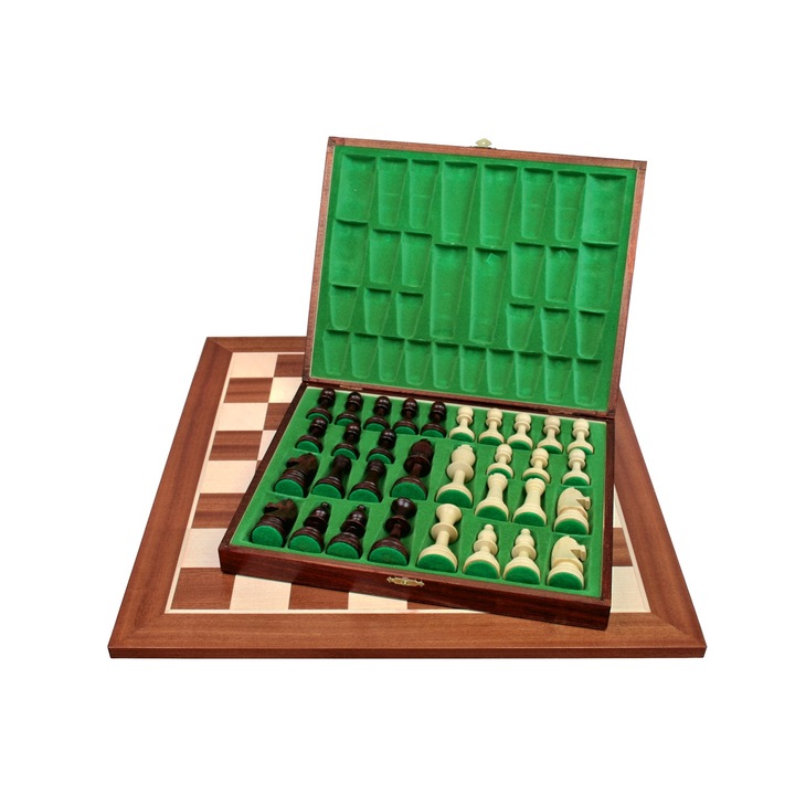 Set de sah turneu nr. 5, Marquetry Premium, Realizat manual, Lemn, Incrustatie de mahon si sicomor