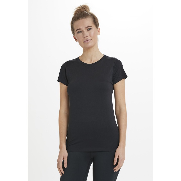 Tricou sport dama, Athlecia, Poliamida, Negru.