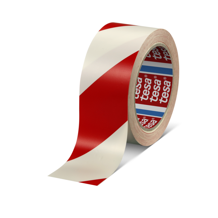 Маркираща лепяща лента, Tesa, червено/бяла, 33m x 50mm