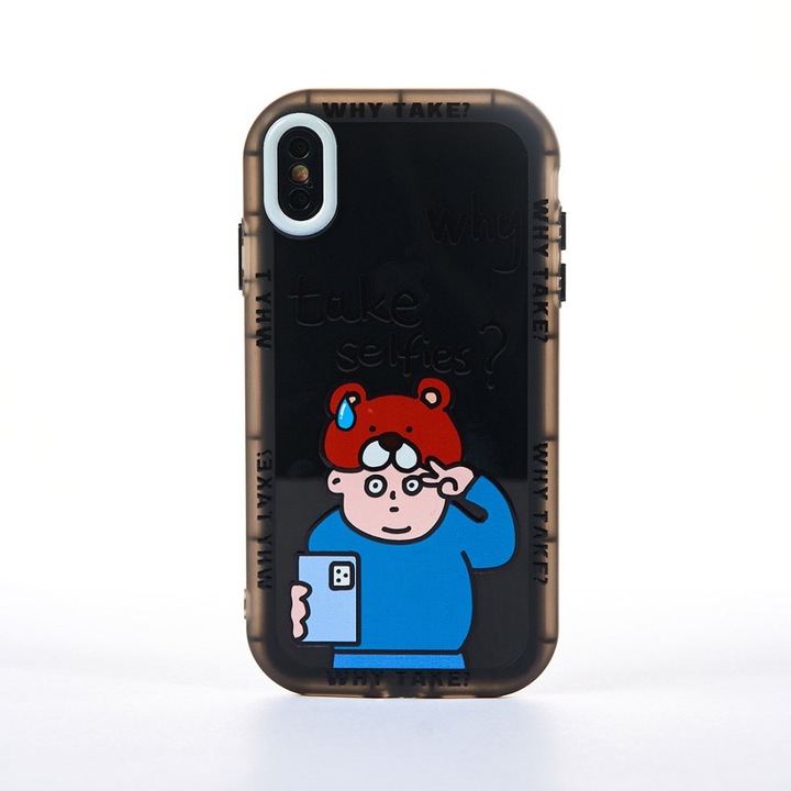 Husa de Protectie CASEY STUDIOS™ Why™ compatibila cu iPhone X/XS - Negru