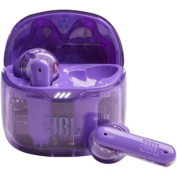 Casti audio in ear JBL Tune Flex, True Wireless, Bluetooth, Active Noise Cancelling, IPX4, JBL Sound Fit, Violet Transparent