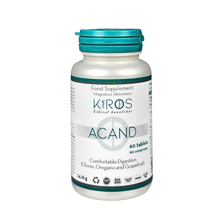 Acand, supliment alimentar impotriva balonarii si disconfortului intestinal, flacon cu 60 comprimate