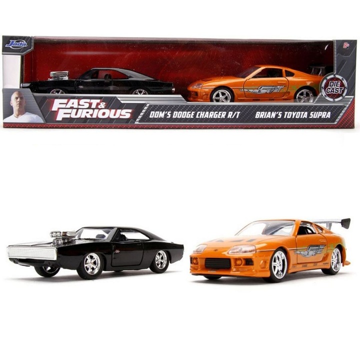 Dom's Dodge Charger R/T & Brian's Toyota Supra F&F szett modell autó 1:32
