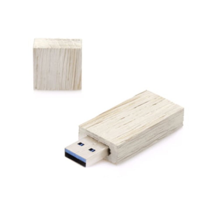 Memorie USB Foton, Lemn, 64GB, Alb