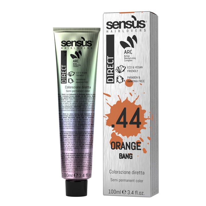 Vopsea Semi-Permanenta, Sensus, Direct Bang, Orange 44-Portocaliu, 100ml