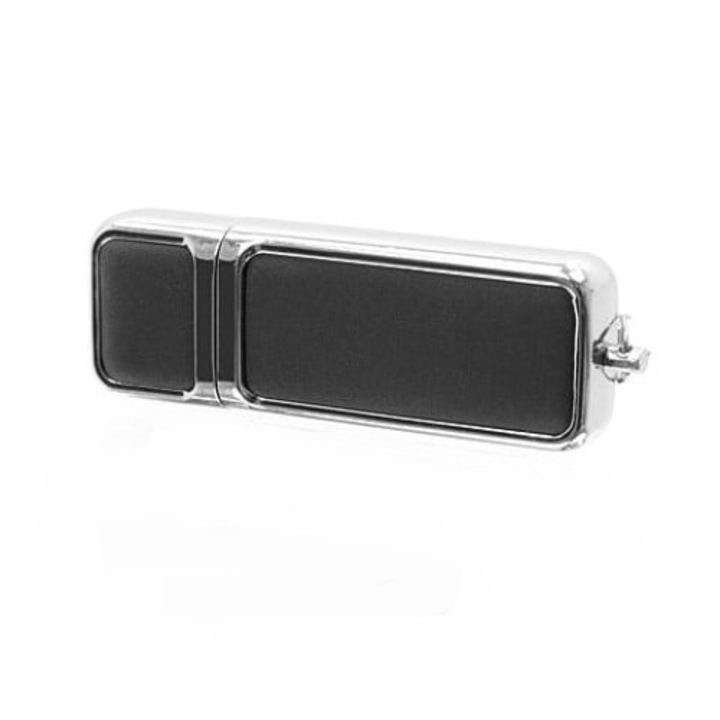 Memorie USB Foton, Piele, 16GB, Negru/Argintiu