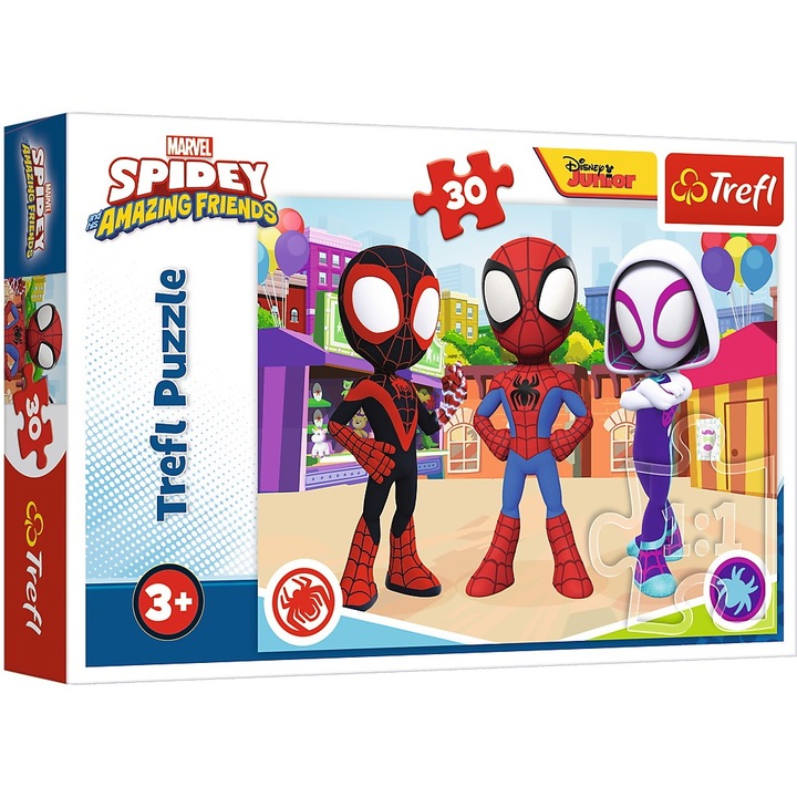 Puzzle Spidey Amazing Friends, 30 piese, Trefl, 27x20 cm, 3 ani+