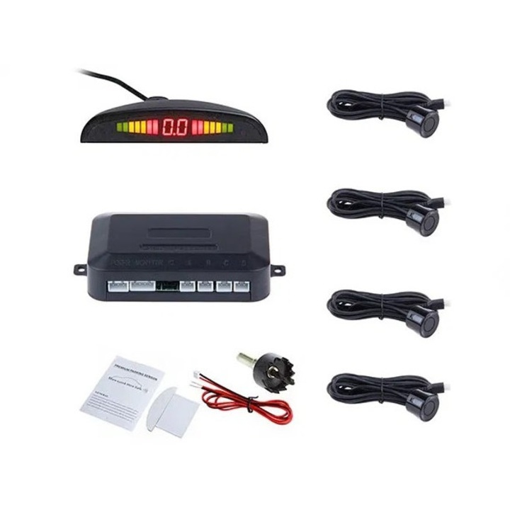 Ултразвуков парктроник с четири сензора и LED дисплей черен