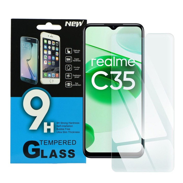 Realme C35 / C30 / C30s / C33 kompatibilis üvegfólia, előlapi, edzett