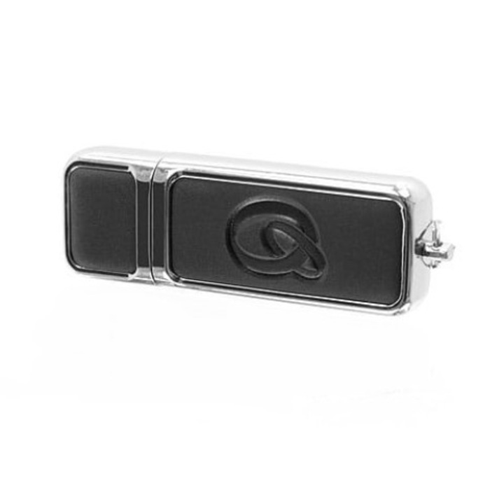 Memorie USB Foton, Piele, 8GB, Negru/Argintiu
