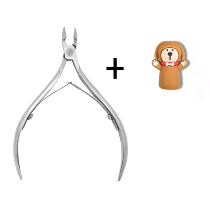 Cleste profesional pentru manichiura si pedichiura, ADM, otel inoxidabil, cu capac protector