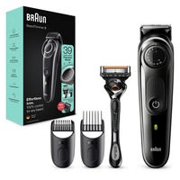 Aparat de tuns barba Braun Beard Trimmer BT3342, Wet&Dry, buton rotativ de precizie, 39 de setări pentru lungime, 2 piepteni, Aparat de ras Gillette, Gri