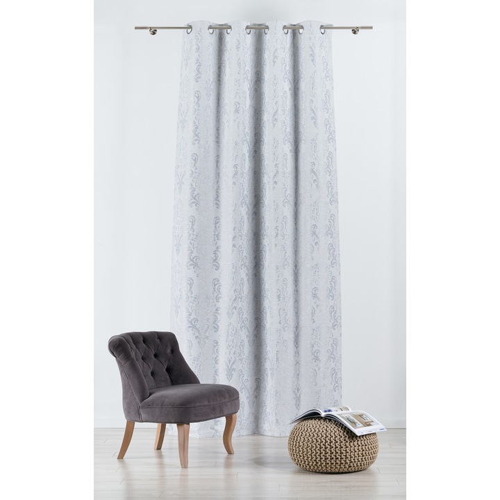 Draperie Cadiz, Mendola Interior, cu inele, jacquard, 130x260 cm, gri